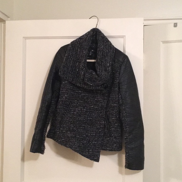 H&M tweed and leather jacket sz 6 - Picture 1 of 4